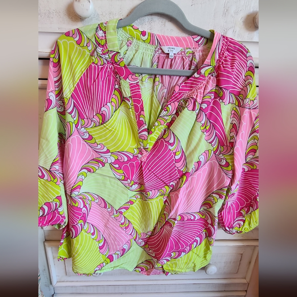 Vibrant Pink and Green Women's Top
